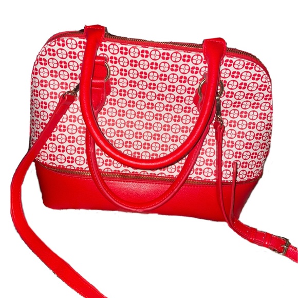 Red and white leather Handbag - Picture 1 of 4